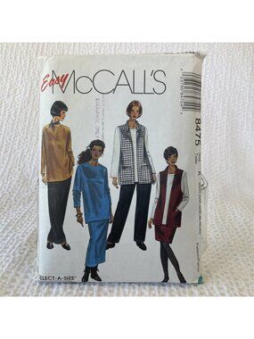 8475 UNCUT McCalls SEWING Pattern Woman's Vest Top Pull on Pants Skirt Plus Size